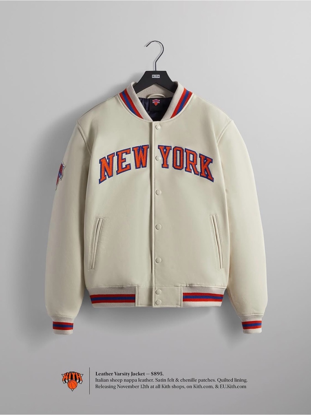 Kith New York Knicks Leather Varsity Jacket 2022